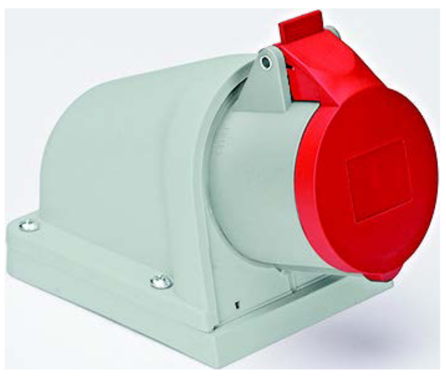 Socket, Wall Mounted 3P+N+E IP44, Splashproof Angled