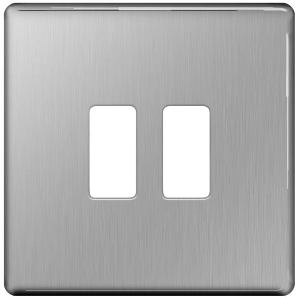 Frontplate, 2 Gang Grid Screwless Flat