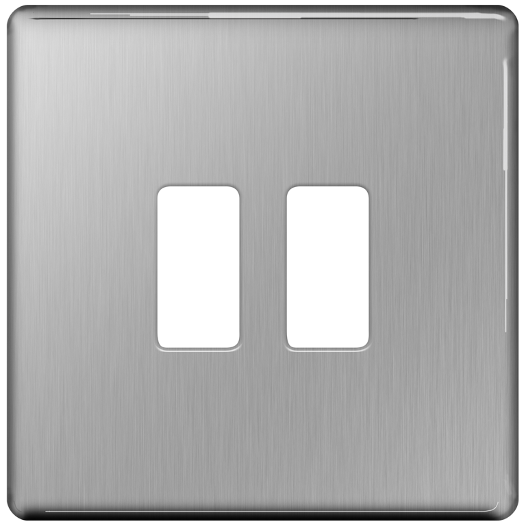 Frontplate, 2 Gang Grid Screwless Flat