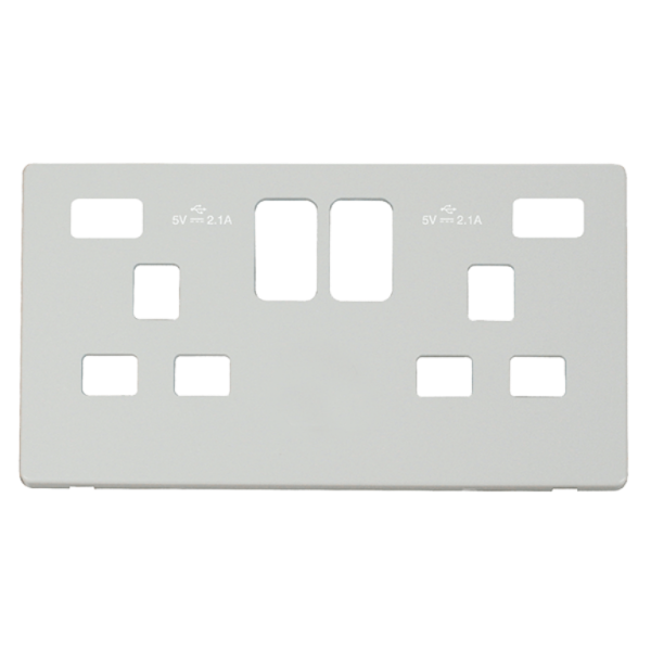 Frontplate, 2G Switched Socket, c/w Twin 2.1A USB Charger