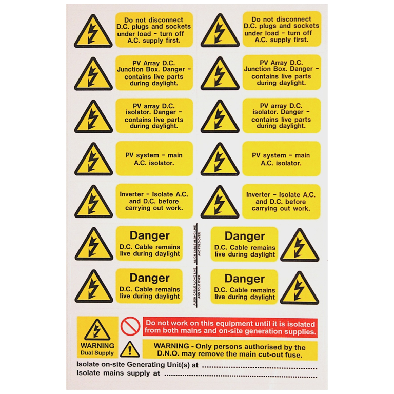 Label, Over Laminated PV Array Sets, Self Adhesive Vinyl Pack=5 Sheets