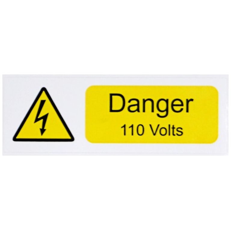 Label, Danger 110 Volts, Self Adhesive Vinyl Pack of 10