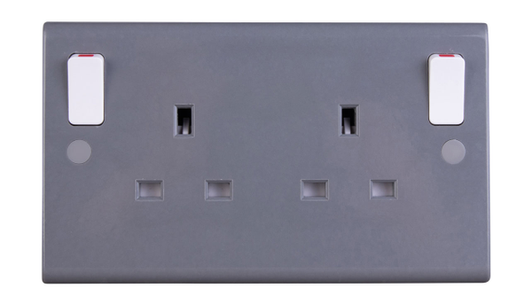 Deta S1453 2Gang DP Switched Socket Grey