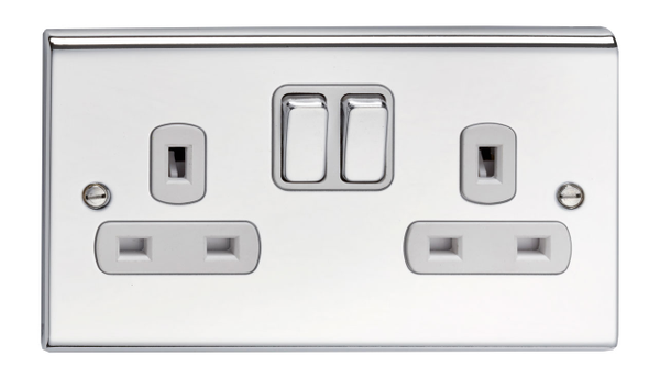 Deta SD1209CHW 2G DP Swd Socket Ch/Whi