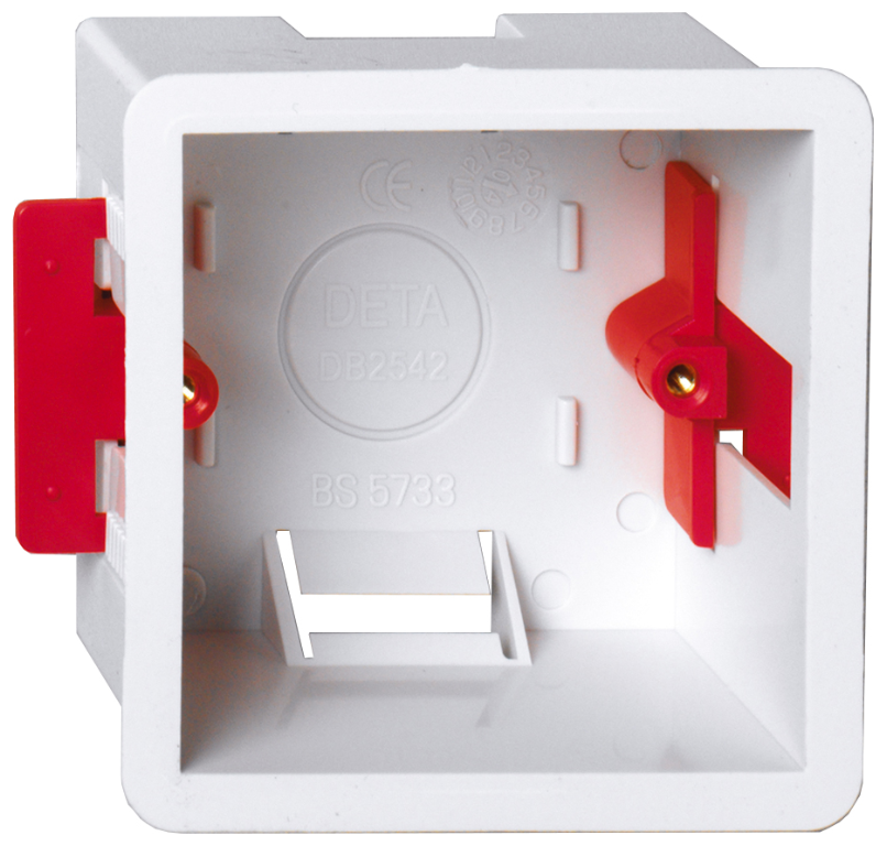 Box, 1 Gang Dry Lining Flush, Adjustable Lugs