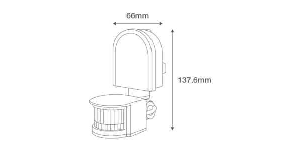 Ovia Multi Direc 180Deg PIR Blk IP44 Wall Mounted - Image 2
