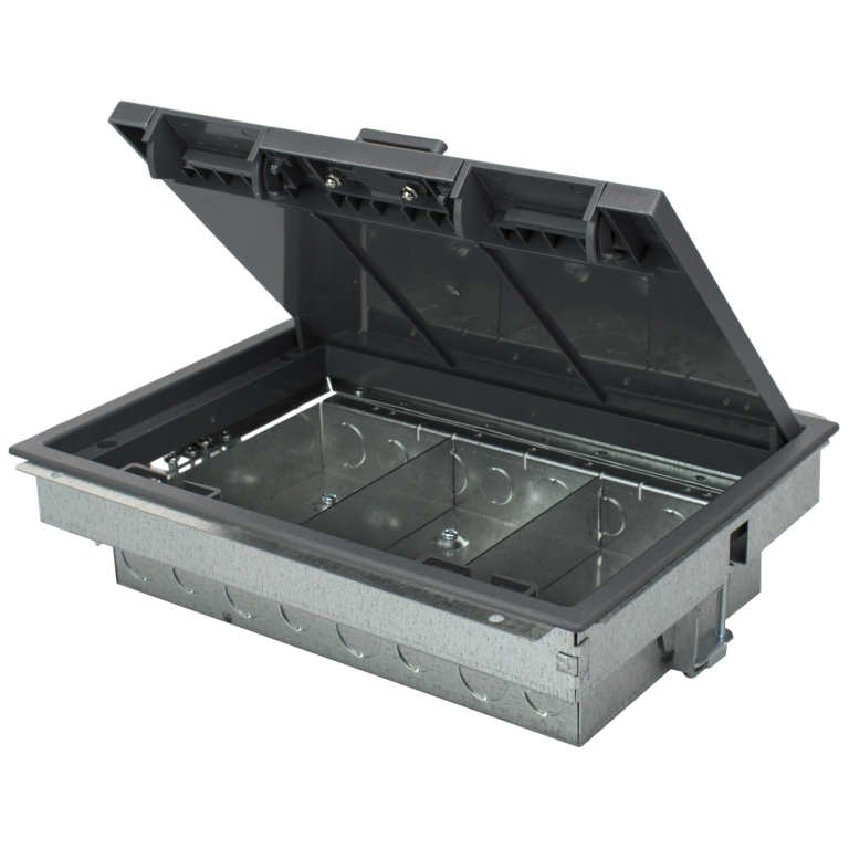 Floor Box, Cavity 3 Compartment, c/w 20 & 25mm Knockouts