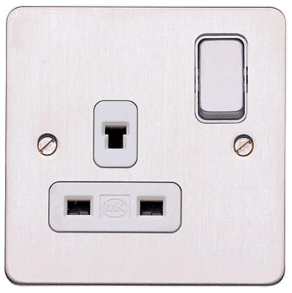 Socket, 1 Gang Switched DP Clean Earth, White Inserts