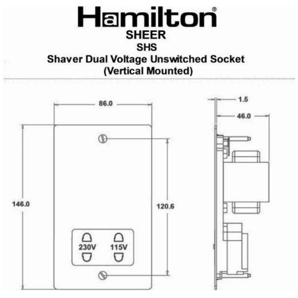 Hamln 8MWSHSW Shaver Socket Matt White - Image 2