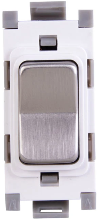 Grid Switch, 2 Way & Off Retractive Module, c/w White Insert