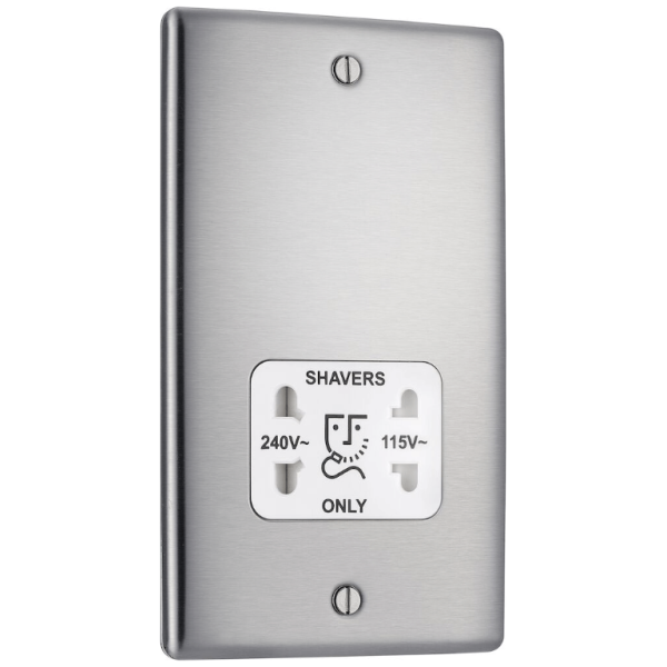 Shaver Socket, Dual Voltage c/w White Insert