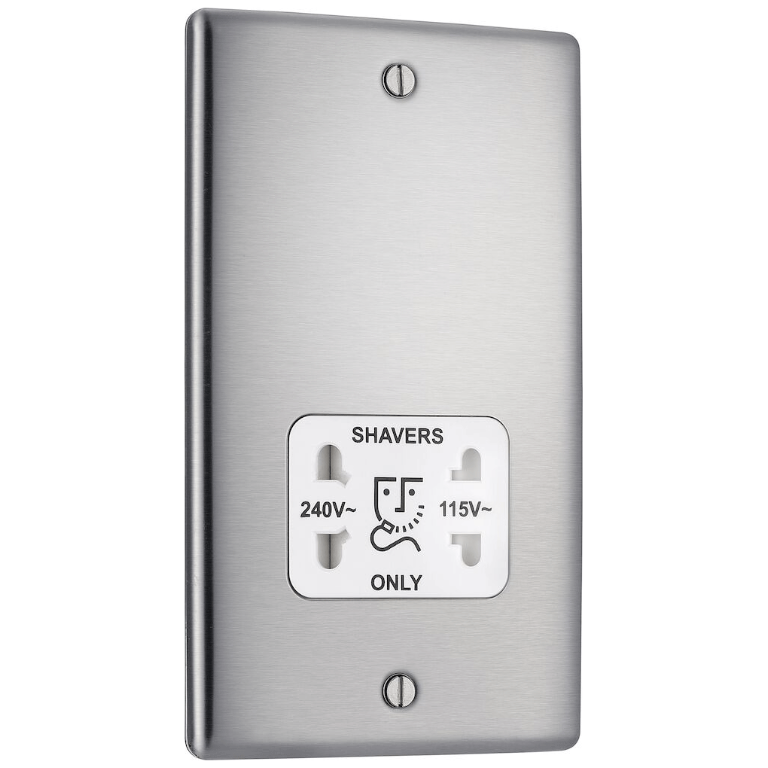 Shaver Socket, Dual Voltage c/w White Insert