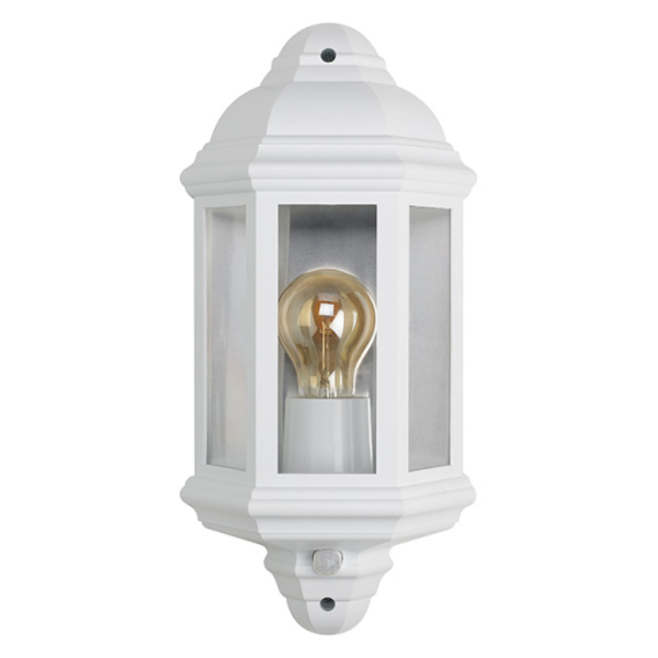 Wall Light, Vintage Half Lantern c/w PIR IP54, Cool White