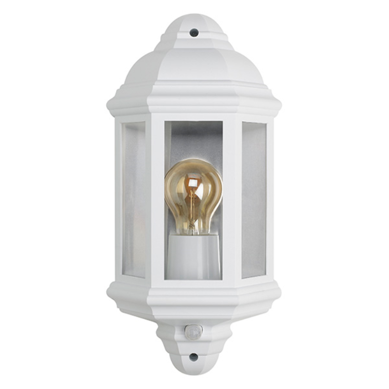 Wall Light, Vintage Half Lantern c/w PIR IP54, Cool White
