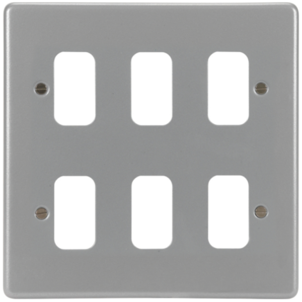 Grid Plate, 6 Gang c/w Backbox c/w Knockouts