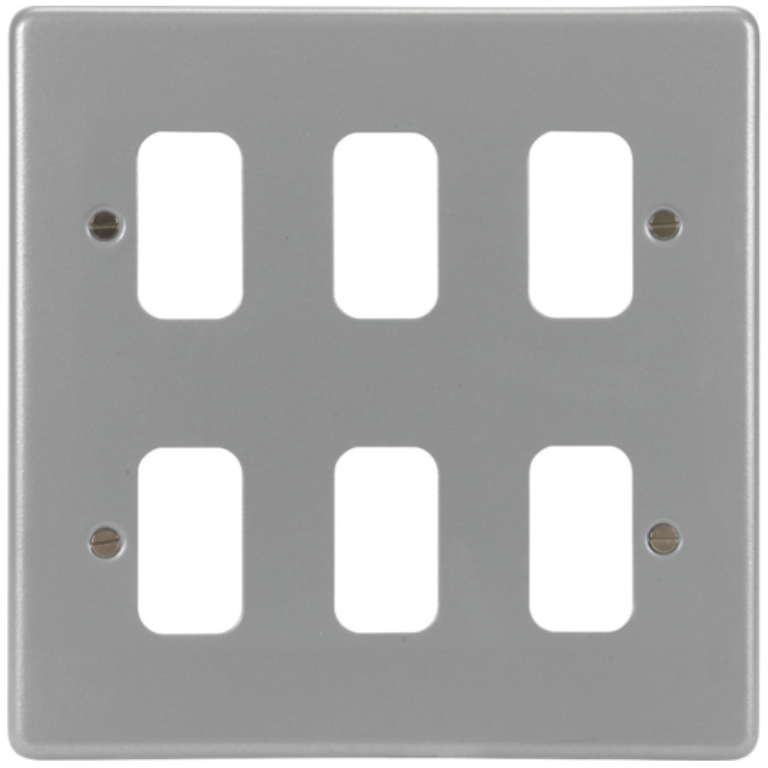 Grid Plate, 6 Gang c/w Backbox c/w Knockouts
