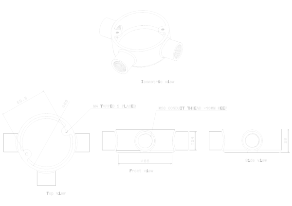METPRO - MB4G 20MM GALV TEE BOX - Image 3