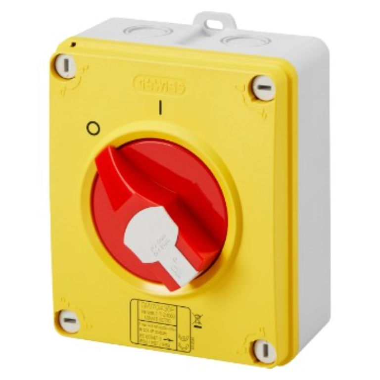 Switch, Isolator Rotary 4P Emergency IP69, Insulated Box c/w Lockable Knob