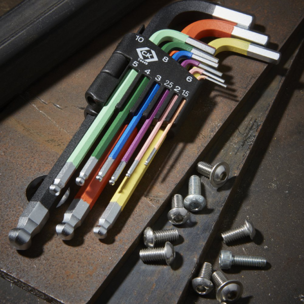Hexagon Key, 9 Piece Set Coloured Ball End - Image 2