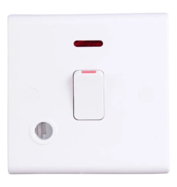 Control Switch, 1 Gang DP c/w Neon & Flex Outlet