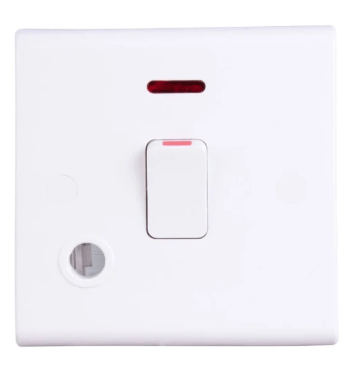Control Switch, 1 Gang DP c/w Neon & Flex Outlet