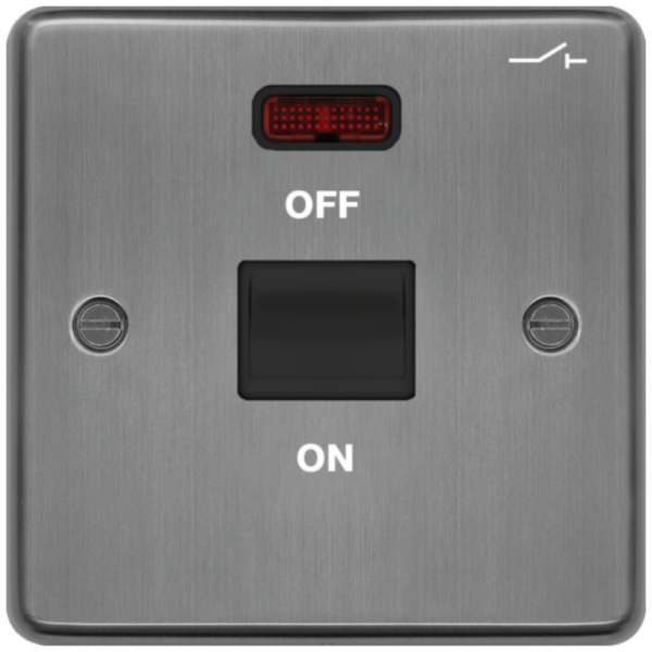 Control Switch, 1 Gang DP c/w LED Indicator, c/w Black Insert