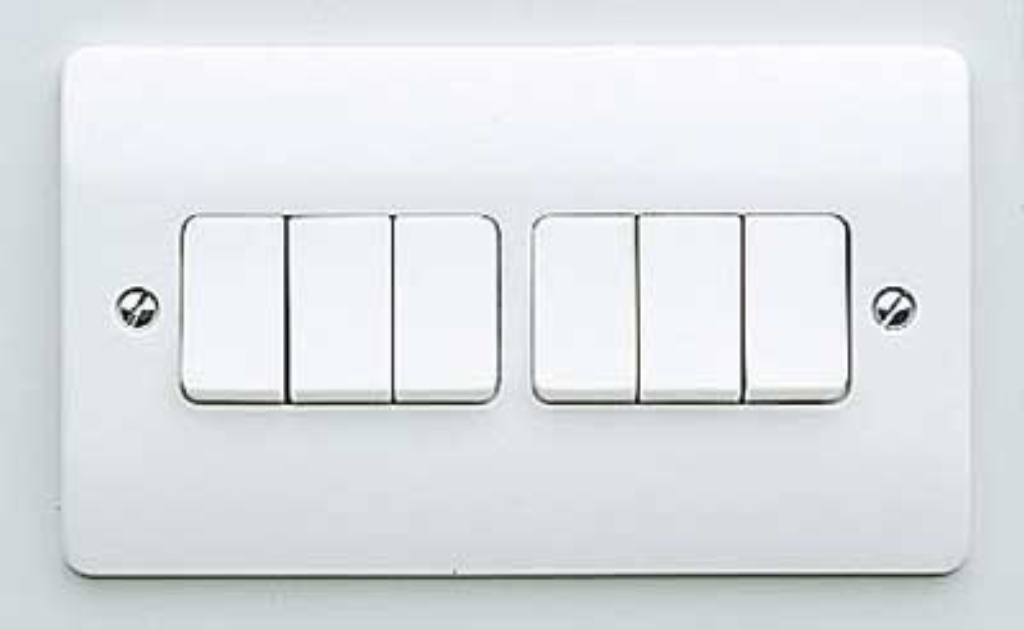 Plate Switch, 6 Gang 2 Way SP