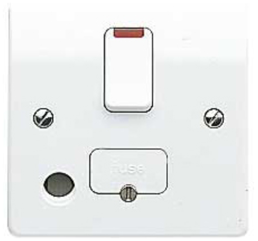 Connection Unit, DP Switched Fused c/w Neon, c/w Front Flex Outlet