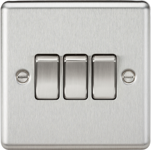 Switch, Plate 3 Gang 2 Way Rounded Edge, IP20