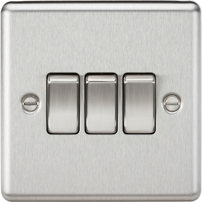 Switch, Plate 3 Gang 2 Way Rounded Edge, IP20