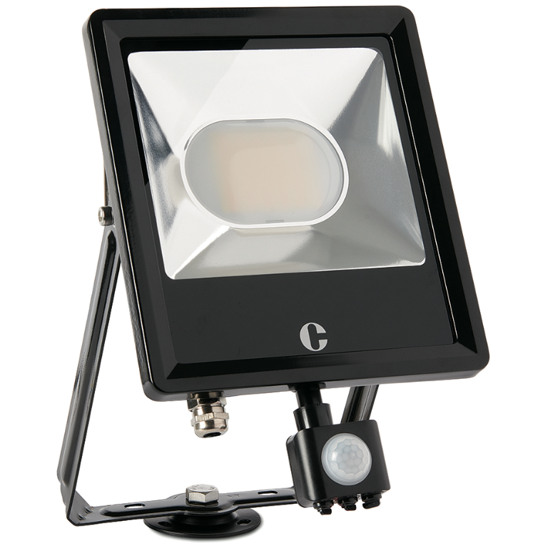 50W Floodlight, Colour Switchable PIR IP44, Tilt-Twist-Turn Bracket