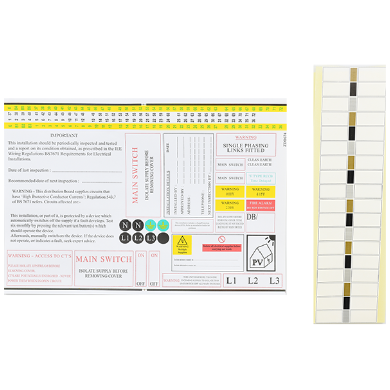 Label, Additional for Distribution Board, All Sizes