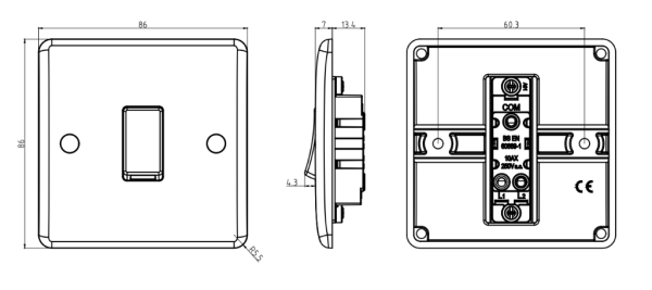 Plate Switch, 1 Gang 1 Way - Image 2