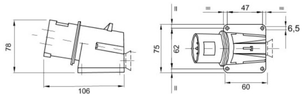 Appliance Inlet, 2P+E Angled, IP44 - Image 2