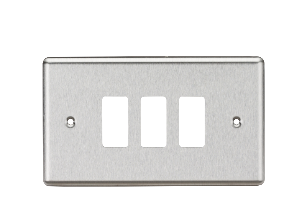 Faceplate, 3 Gang Grid Rounded Edge