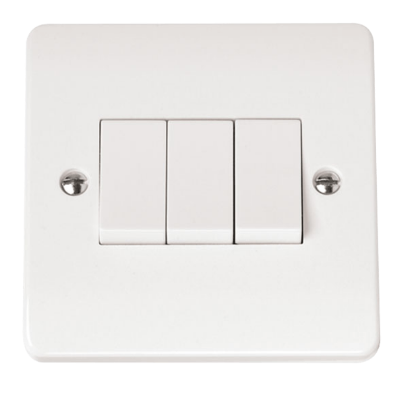 Plate Switch, 3 Gang 2 Way