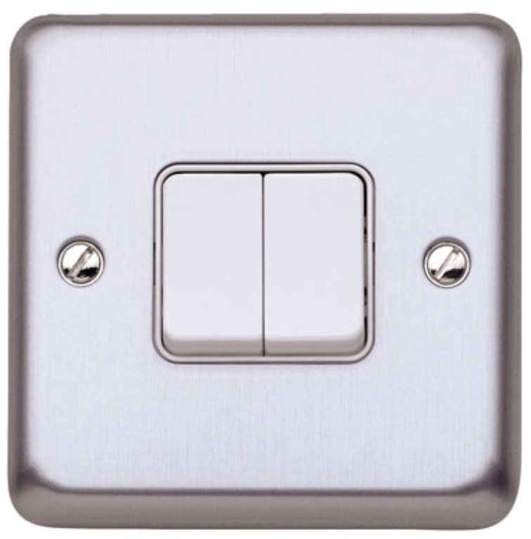 Plate Switch, 2 Gang 2 Way SP Flush