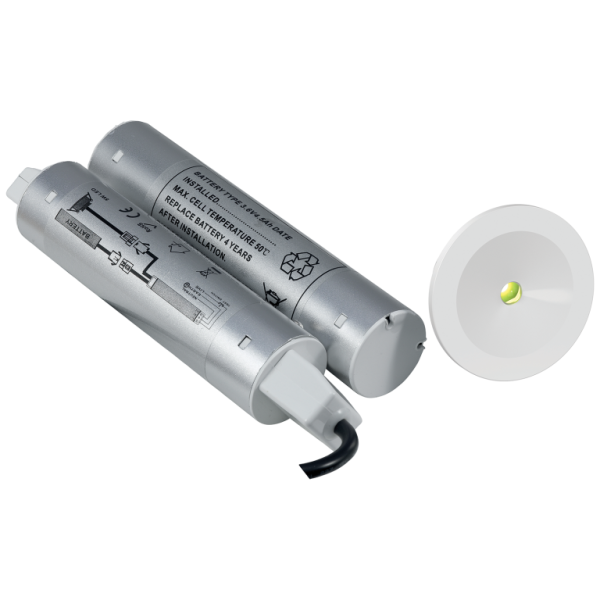 Downlight, Cool White LED 3hrNM, c/w Integral Driver & Battery Pack