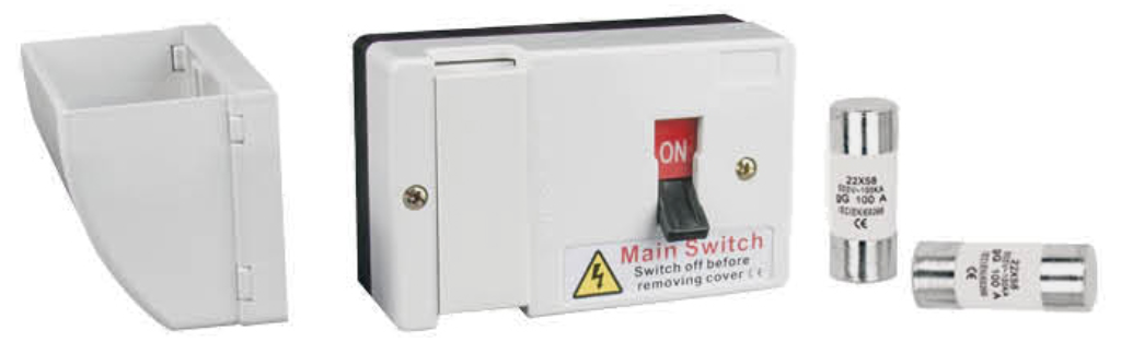 Switchfuse, c/w 80/100A Fuses & Shroud