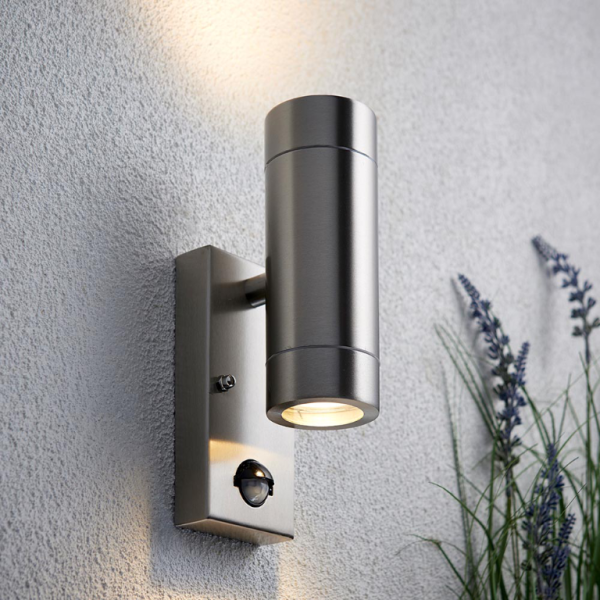 Wall Light, Palin 2 Light & PIR IP44, c/w Clear Glass - Image 6
