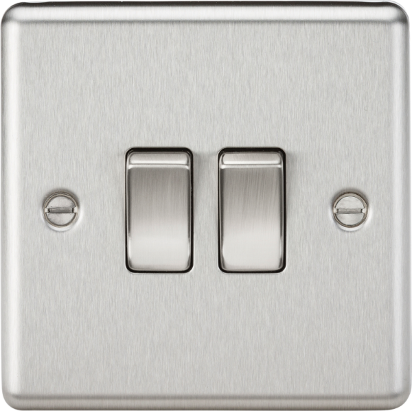 Switch, Plate 2 Gang 2 Way Rounded Edge, IP20