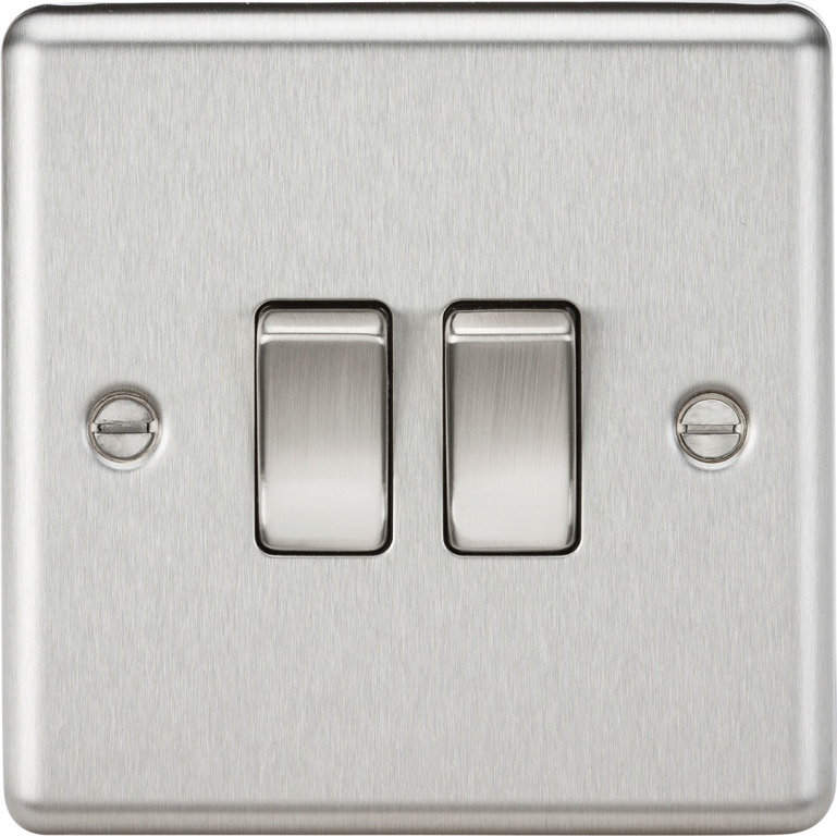 Switch, Plate 2 Gang 2 Way Rounded Edge, IP20