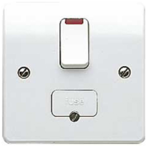 Connection Unit, DP Switched Fused Neon, c/w Base Flex Outlet