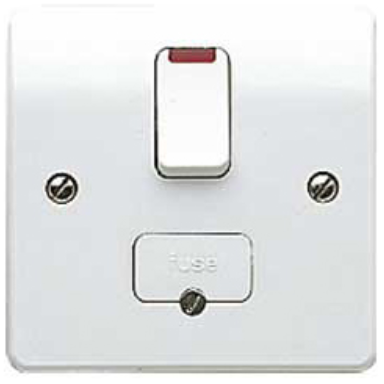 Connection Unit, DP Switched Fused Neon, c/w Base Flex Outlet