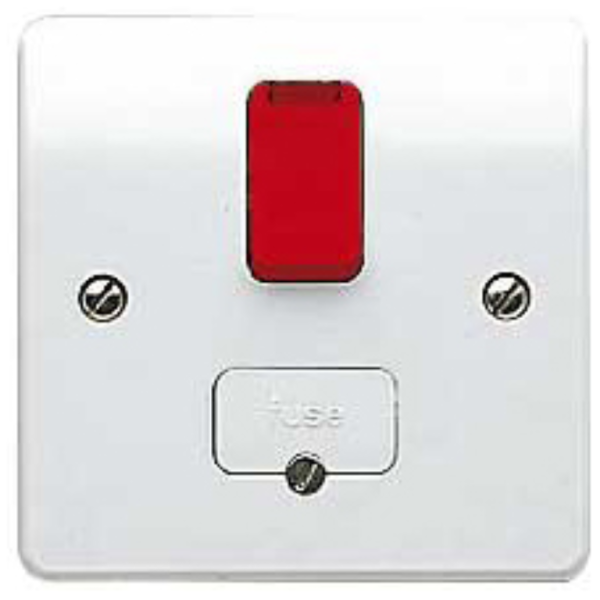 Connection Unit, DP Switched Fused Neon, c/w Base Flex Outlet