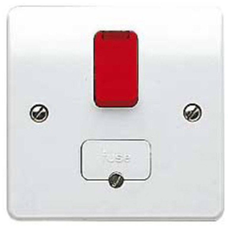 Connection Unit, DP Switched Fused Neon, c/w Base Flex Outlet