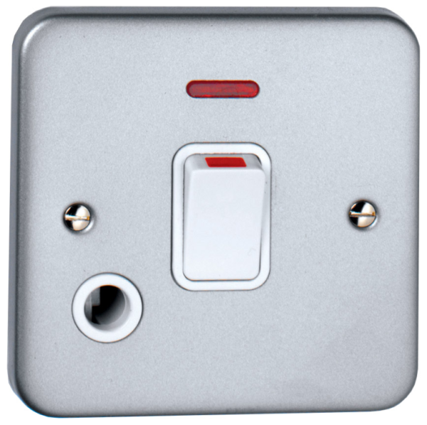 Control Switch, 1 Gang DP c/w Neon & Flex Outlet, c/w Back Box & Knockouts