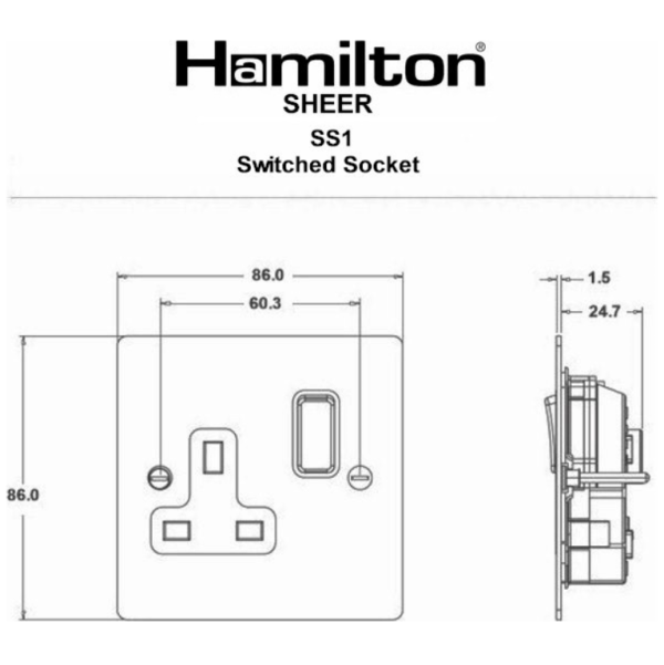 Hamln 84SS1SS-W Socket Swd 1G 13A - Image 3