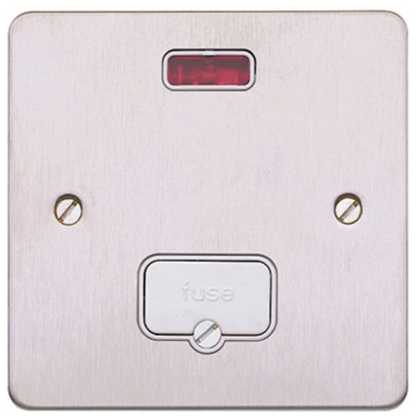 Connection Unit, Unswitched Fused c/w Neon, White Inserts