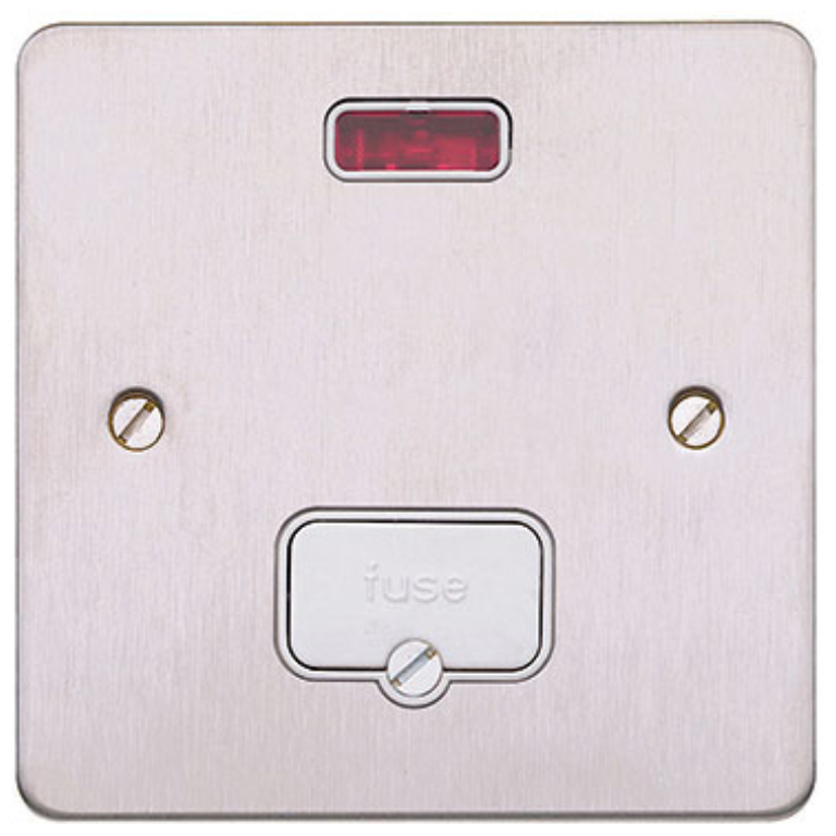 Connection Unit, Unswitched Fused c/w Neon, White Inserts